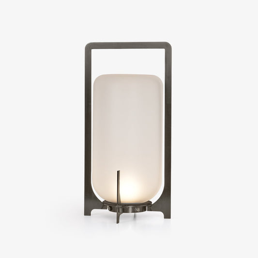 Twilight Lantern Table Light | Stainless Steel & White | 20cm Diameter