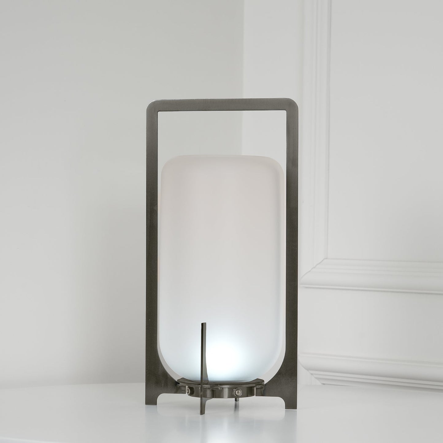 Twilight Lantern Table Light | Stainless Steel & White | 20cm Diameter