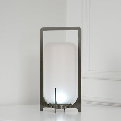 Twilight Lantern Table Light | Stainless Steel & White | 20cm Diameter