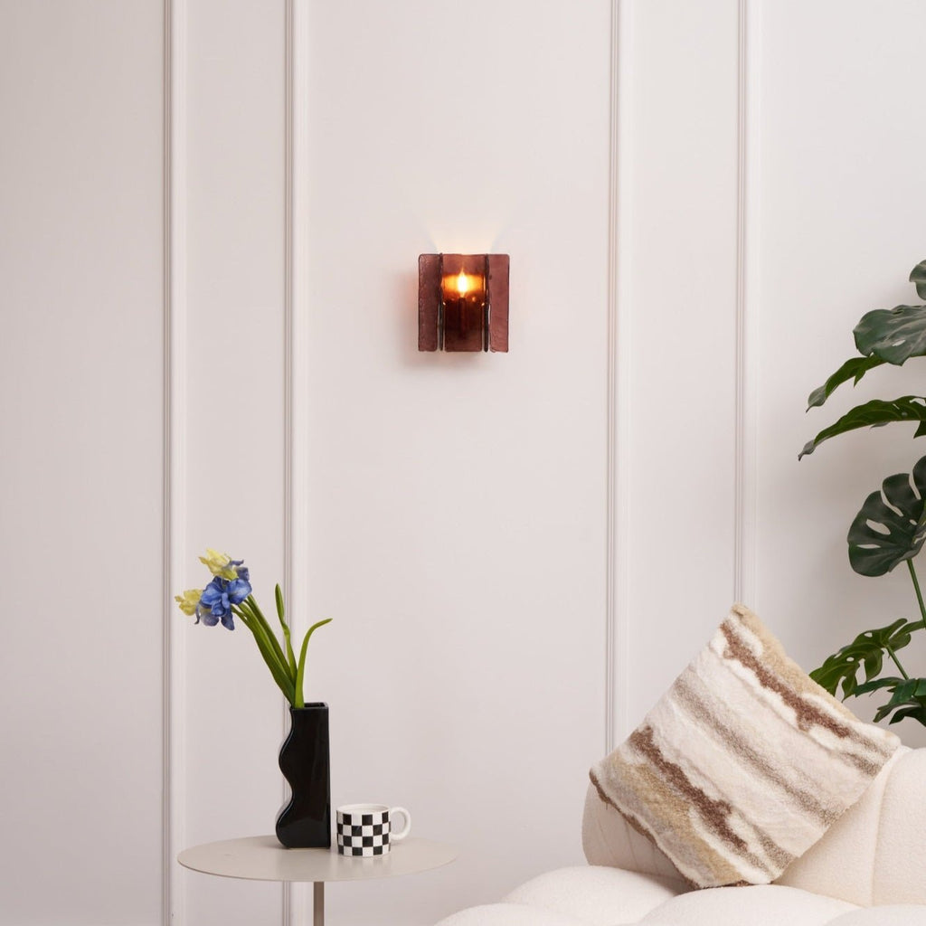 Blason Wall Light | Iron, Metal, Glass | Wine Red