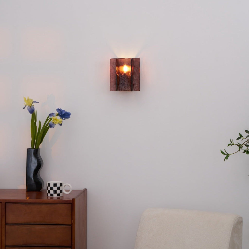 Blason Wall Light | Iron, Metal, Glass | Wine Red