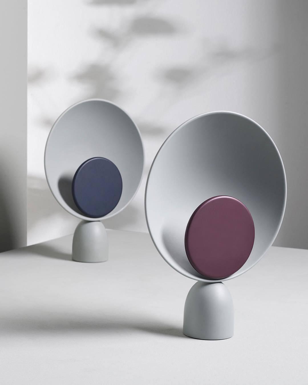 Table Lamp | Aluminum & LED | Gray and Pink