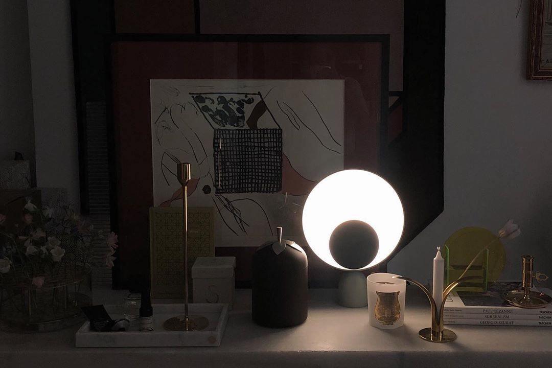 Table Lamp | Aluminum & LED | Gray and Pink