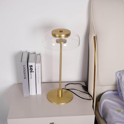 Solara Table Lamp | Brass & Glass | Clear or Grey Shade