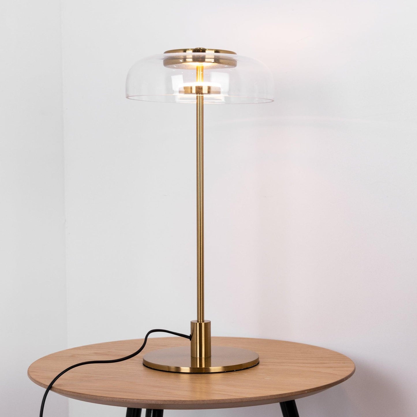 Solara Table Lamp | Brass & Glass | Clear or Grey Shade
