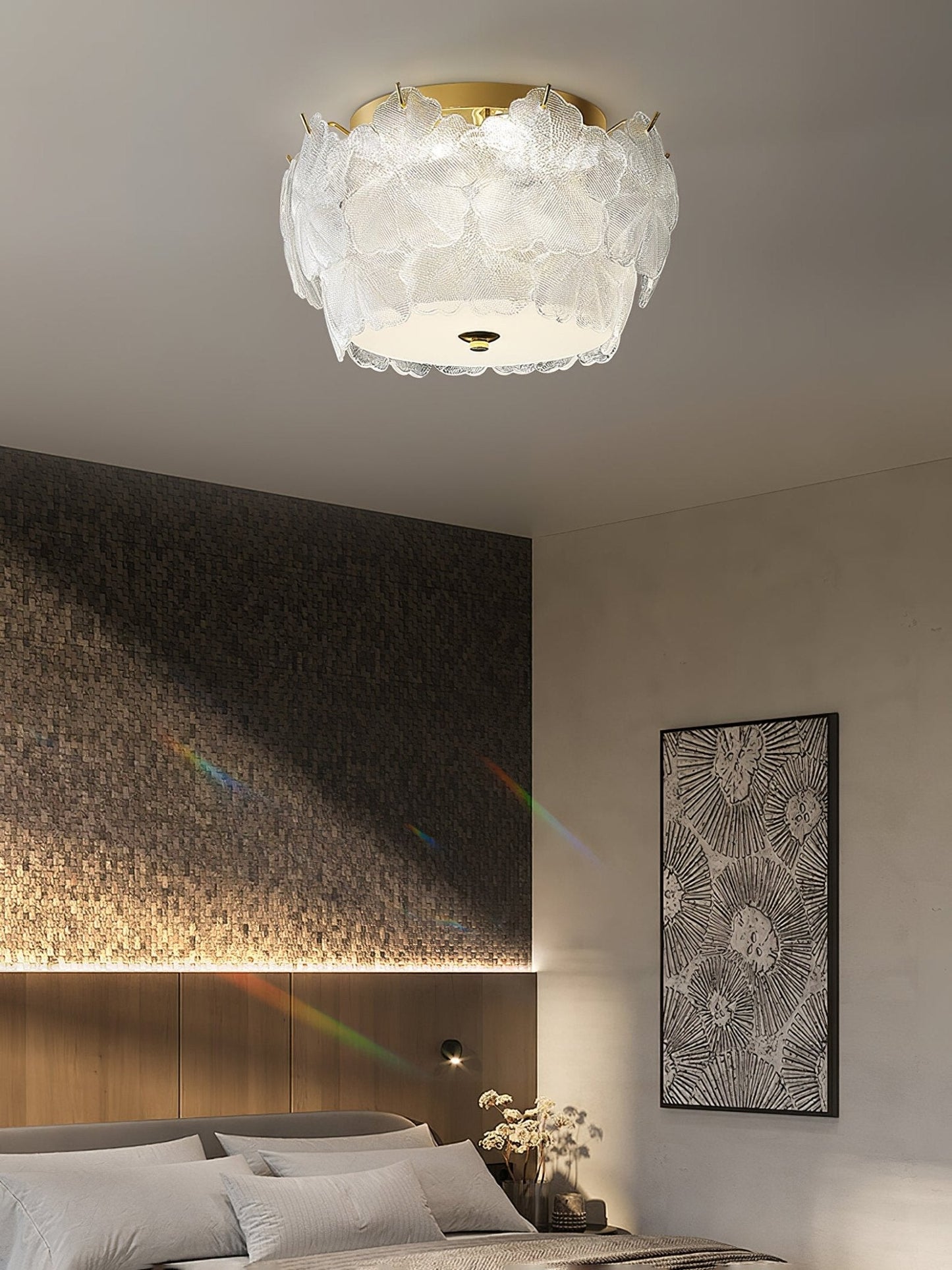 Blossom Cluster Ceiling Light | Glass & Metal | White & Gold