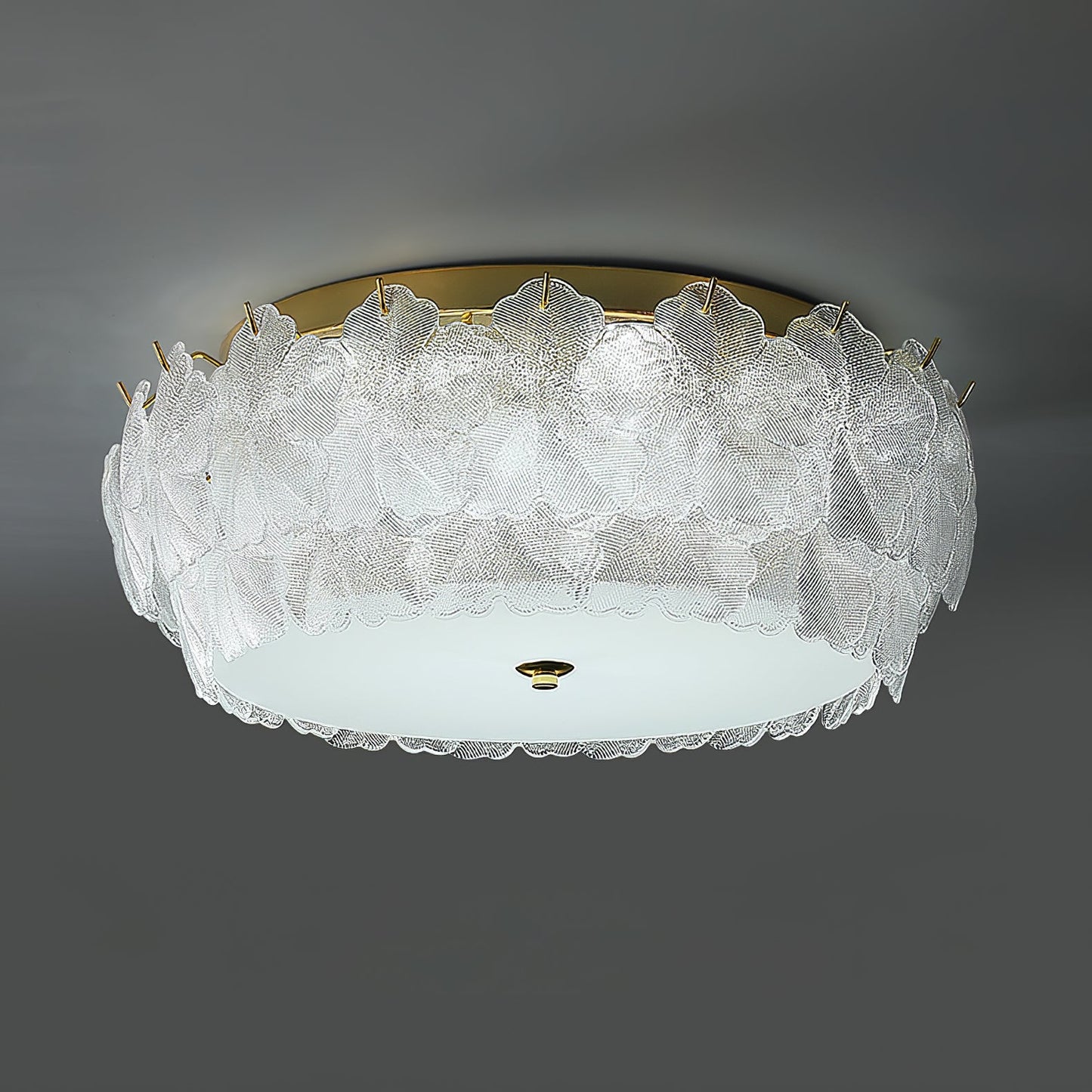 Blossom Cluster Ceiling Light | Glass & Metal | White & Gold