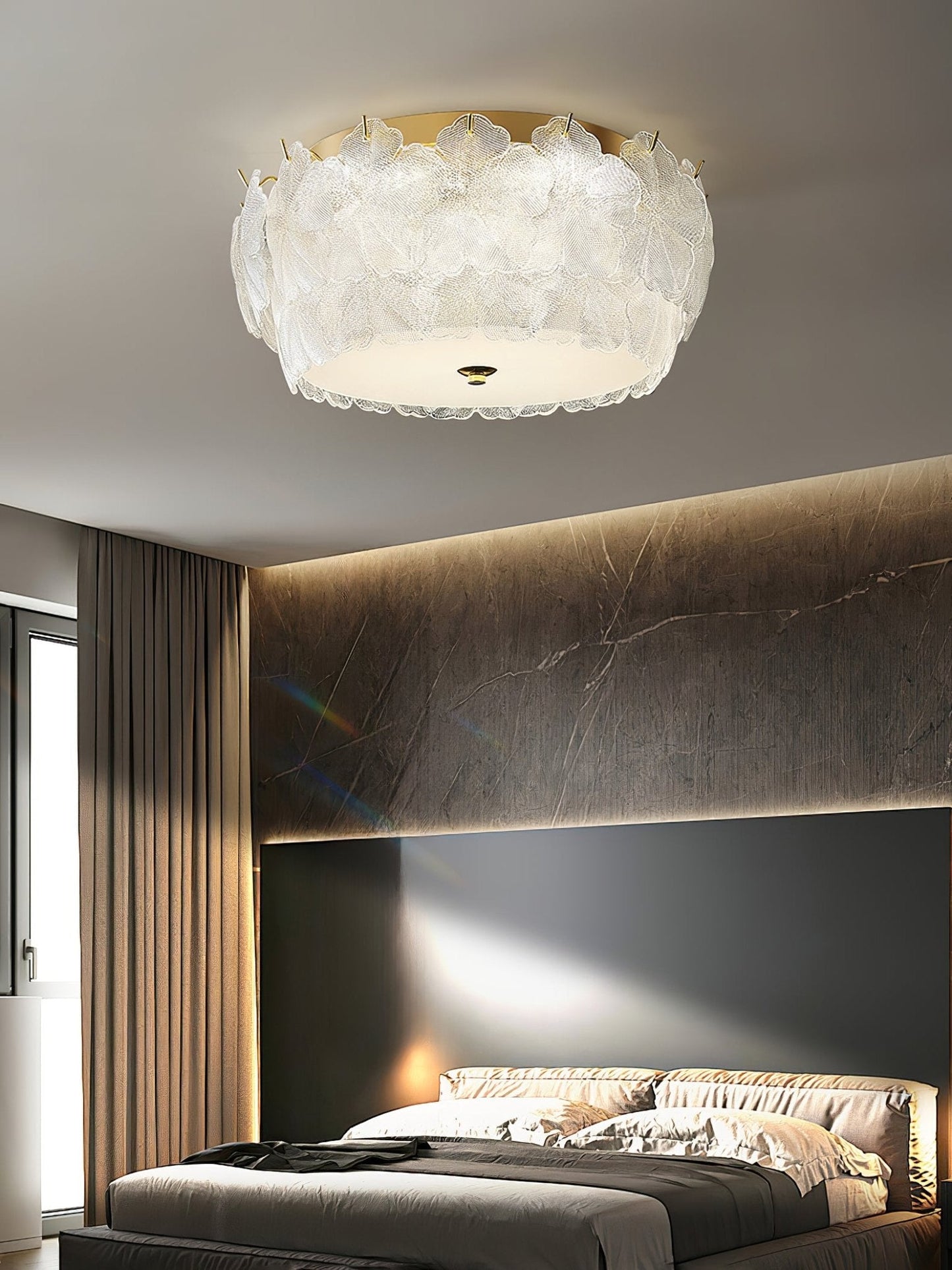Blossom Cluster Ceiling Light | Glass & Metal | White & Gold
