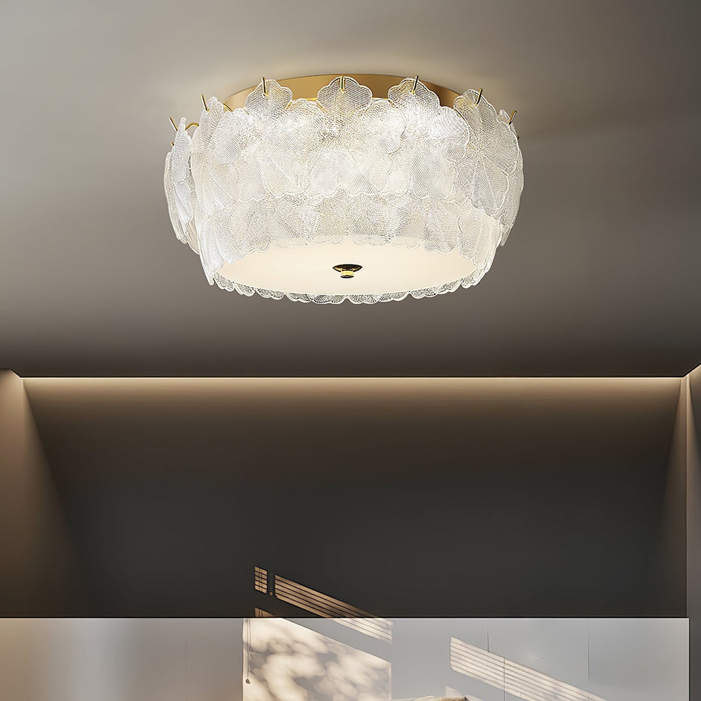 Blossom Cluster Ceiling Light | Glass & Metal | White & Gold