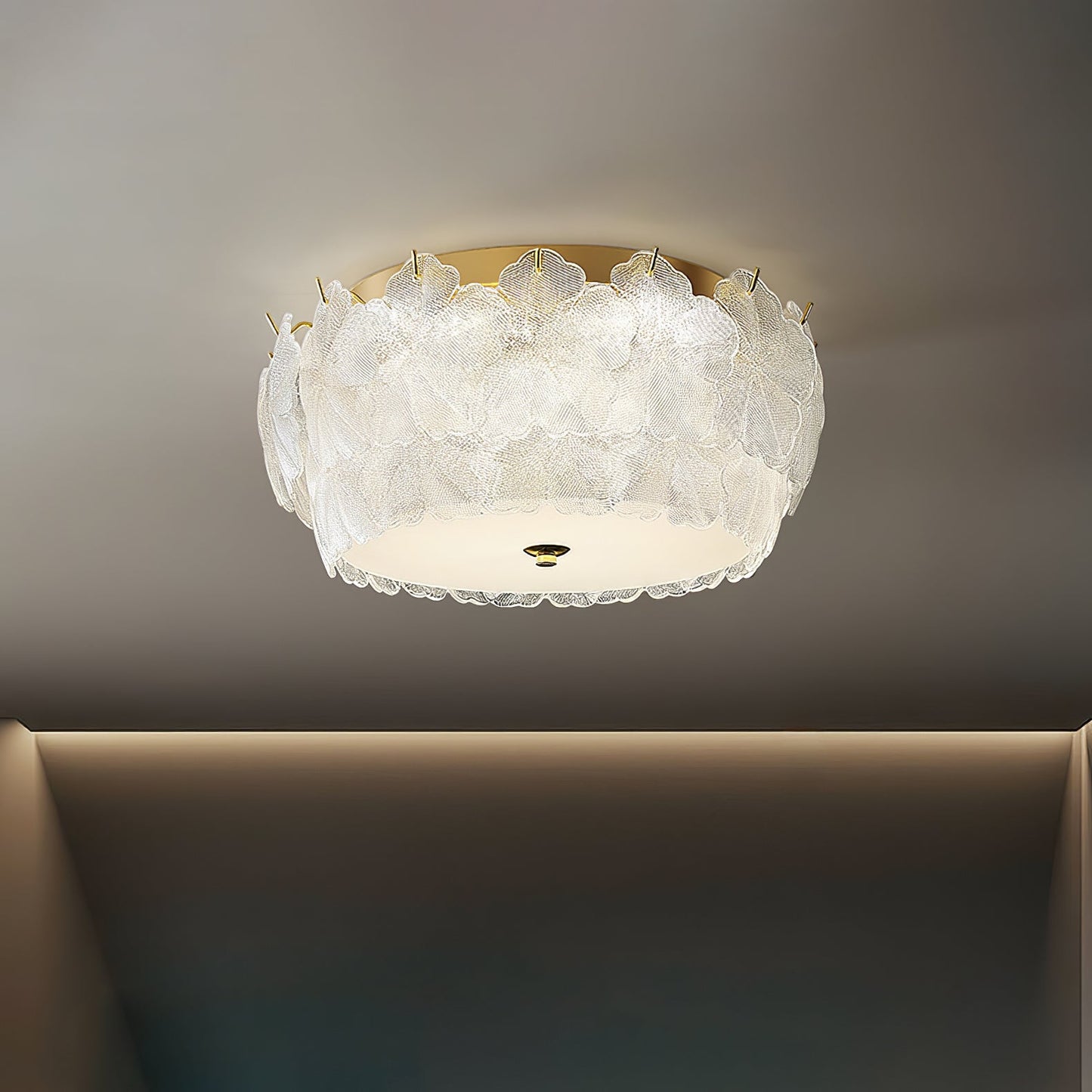 Blossom Cluster Ceiling Light | Glass & Metal | White & Gold