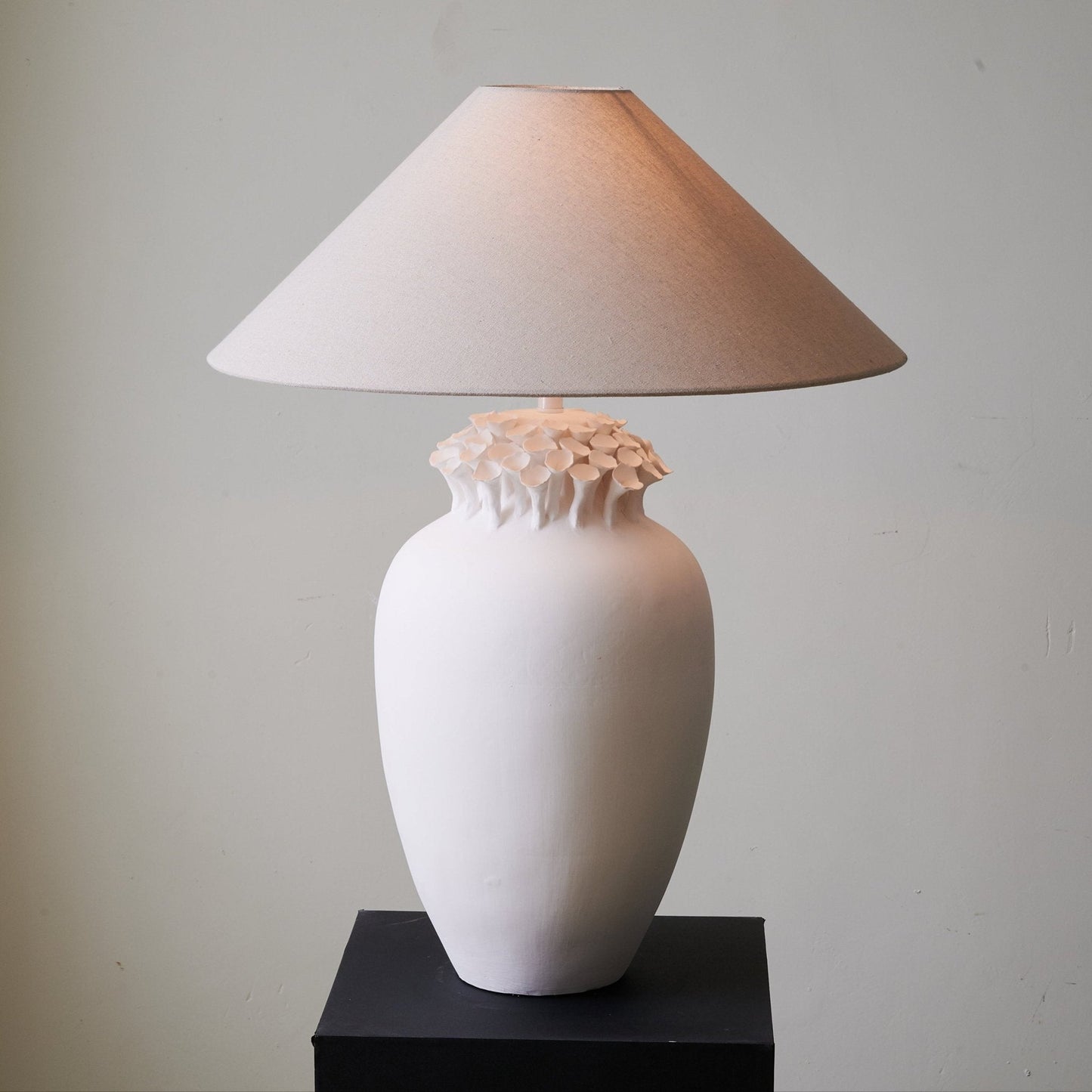 Blossom Crest Table Lamp | Ceramic Base | White