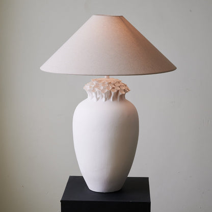 Blossom Crest Table Lamp | Ceramic Base | White