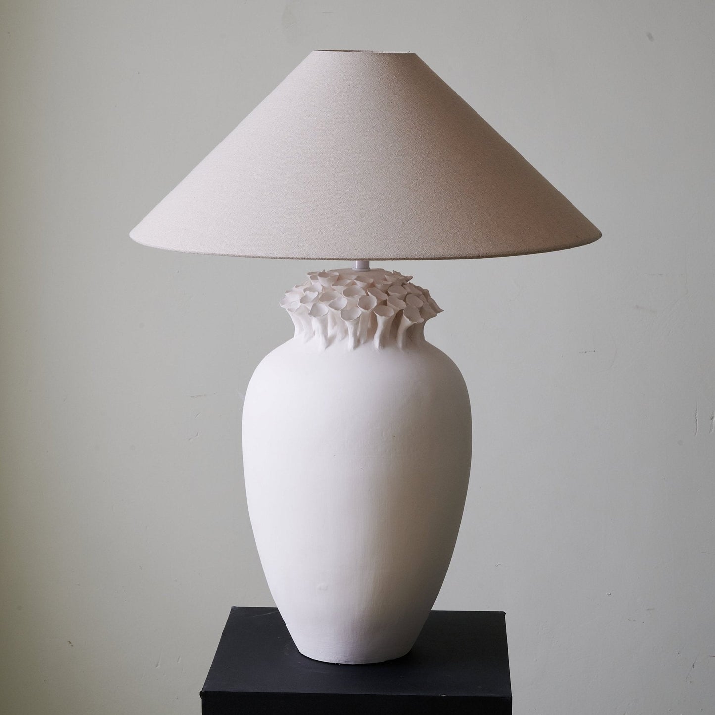 Blossom Crest Table Lamp | Ceramic Base | White