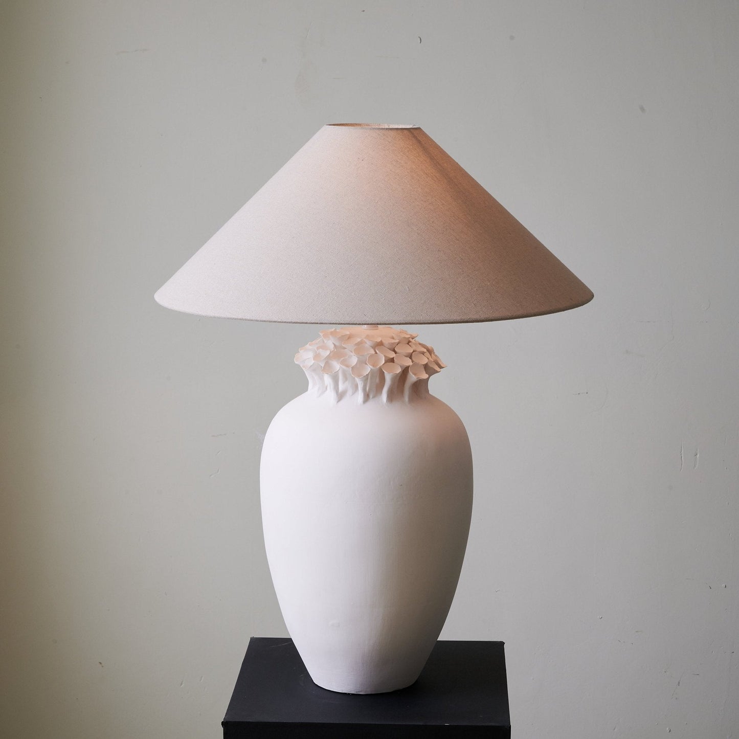 Blossom Crest Table Lamp | Ceramic Base | White