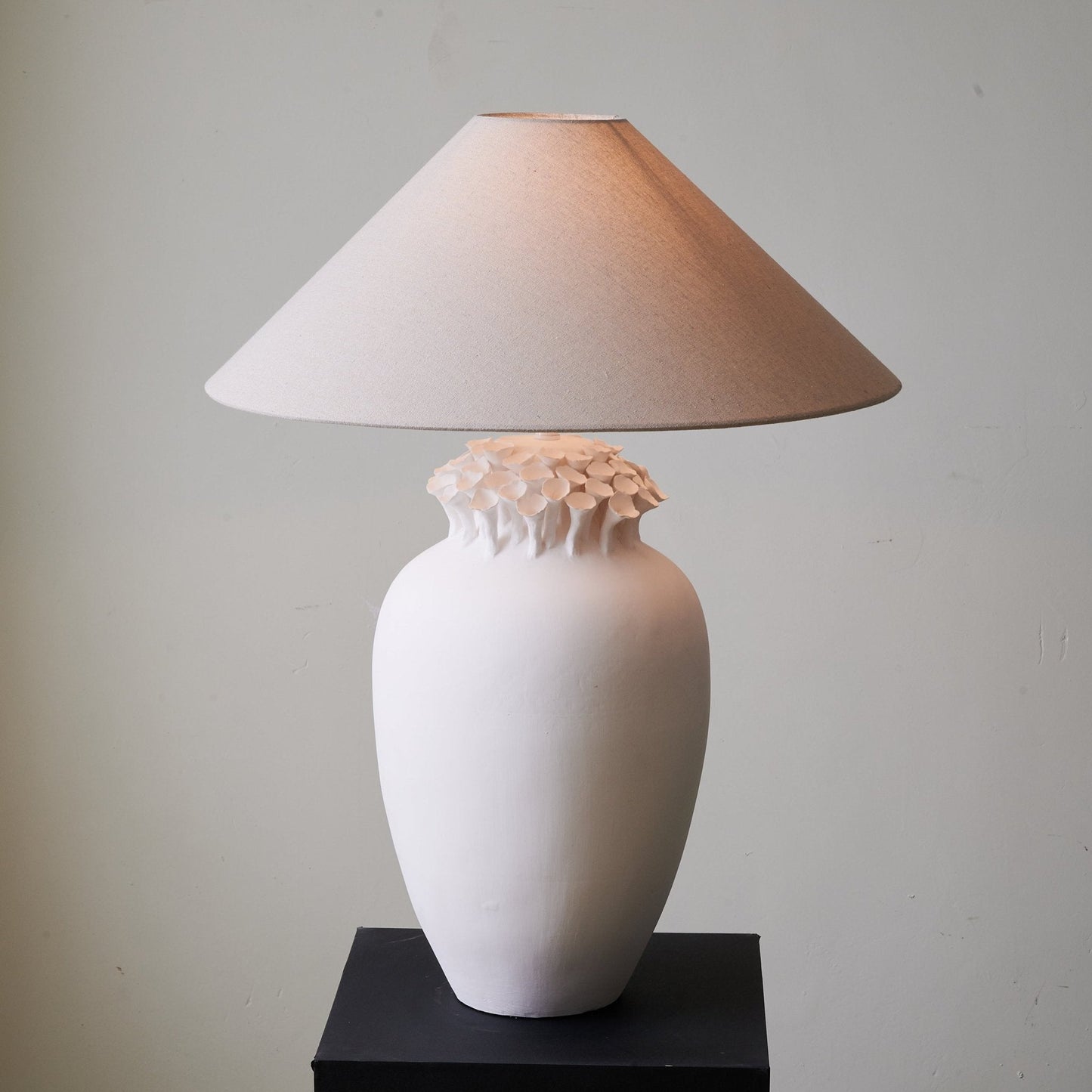 Blossom Crest Table Lamp | Ceramic Base | White