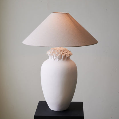 Blossom Crest Table Lamp | Ceramic Base | White