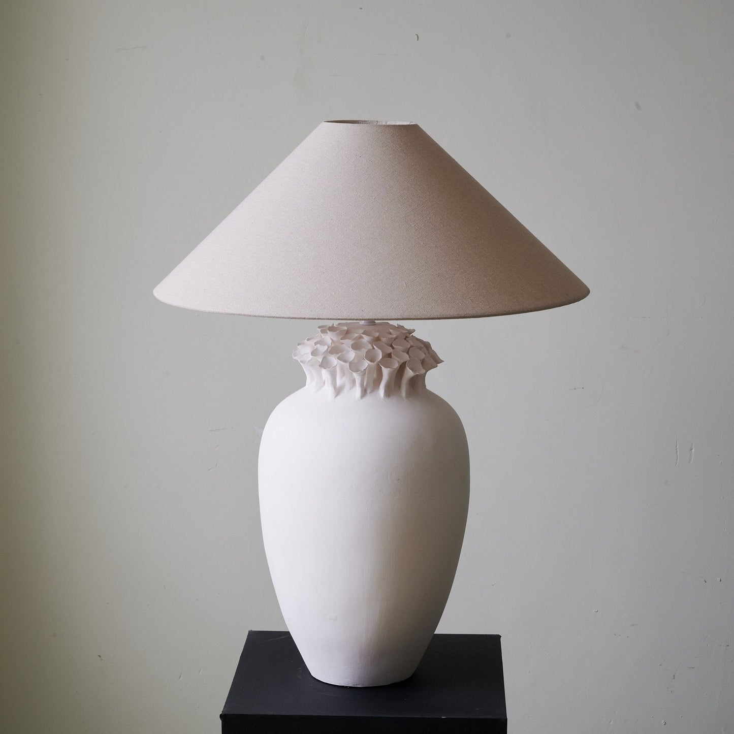Blossom Crest Table Lamp | Ceramic Base | White
