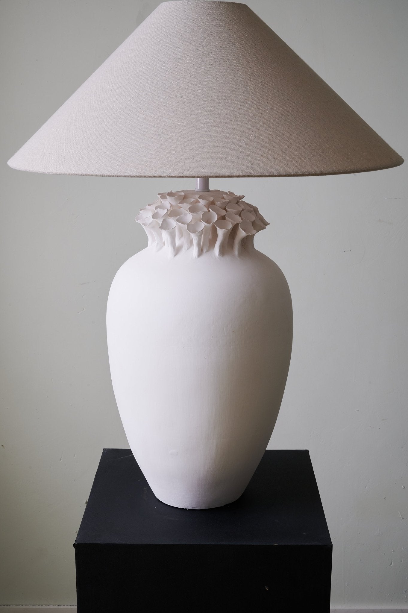 Blossom Crest Table Lamp | Ceramic Base | White