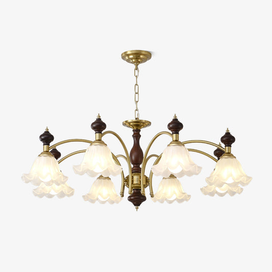 Blossom Flowers Chandelier | Acrylic & Wood | Gold & White | 6 or 8 Lights