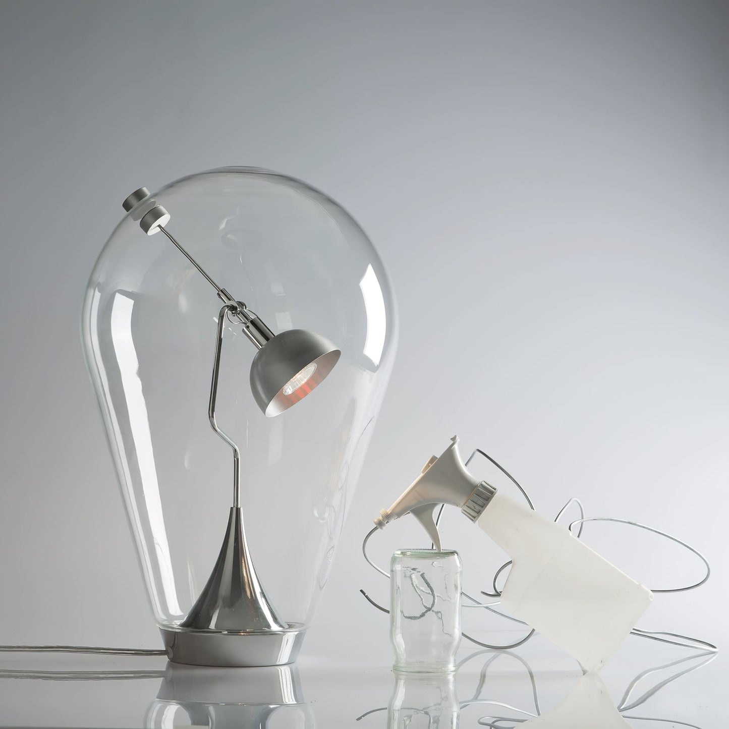 Blow Table Lamp | Metal and Glass | Chrome