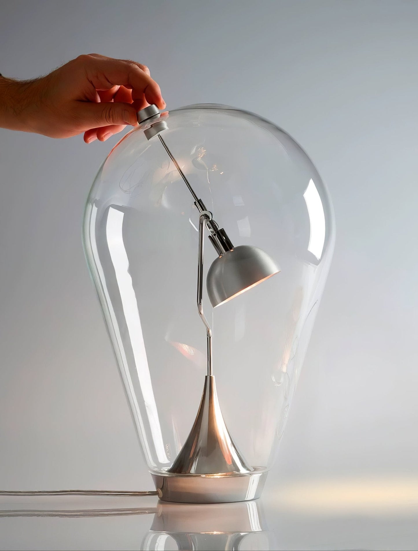 Blow Table Lamp | Metal and Glass | Chrome