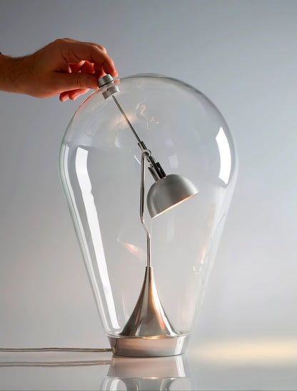 Blow Table Lamp | Metal and Glass | Chrome