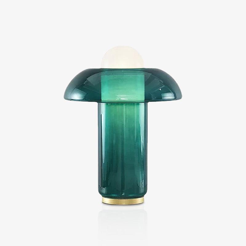 Mushroom Table Lamp | Green Glass & Metal | 30cm Diameter