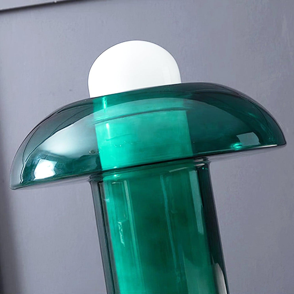 Mushroom Table Lamp | Green Glass & Metal | 30cm Diameter