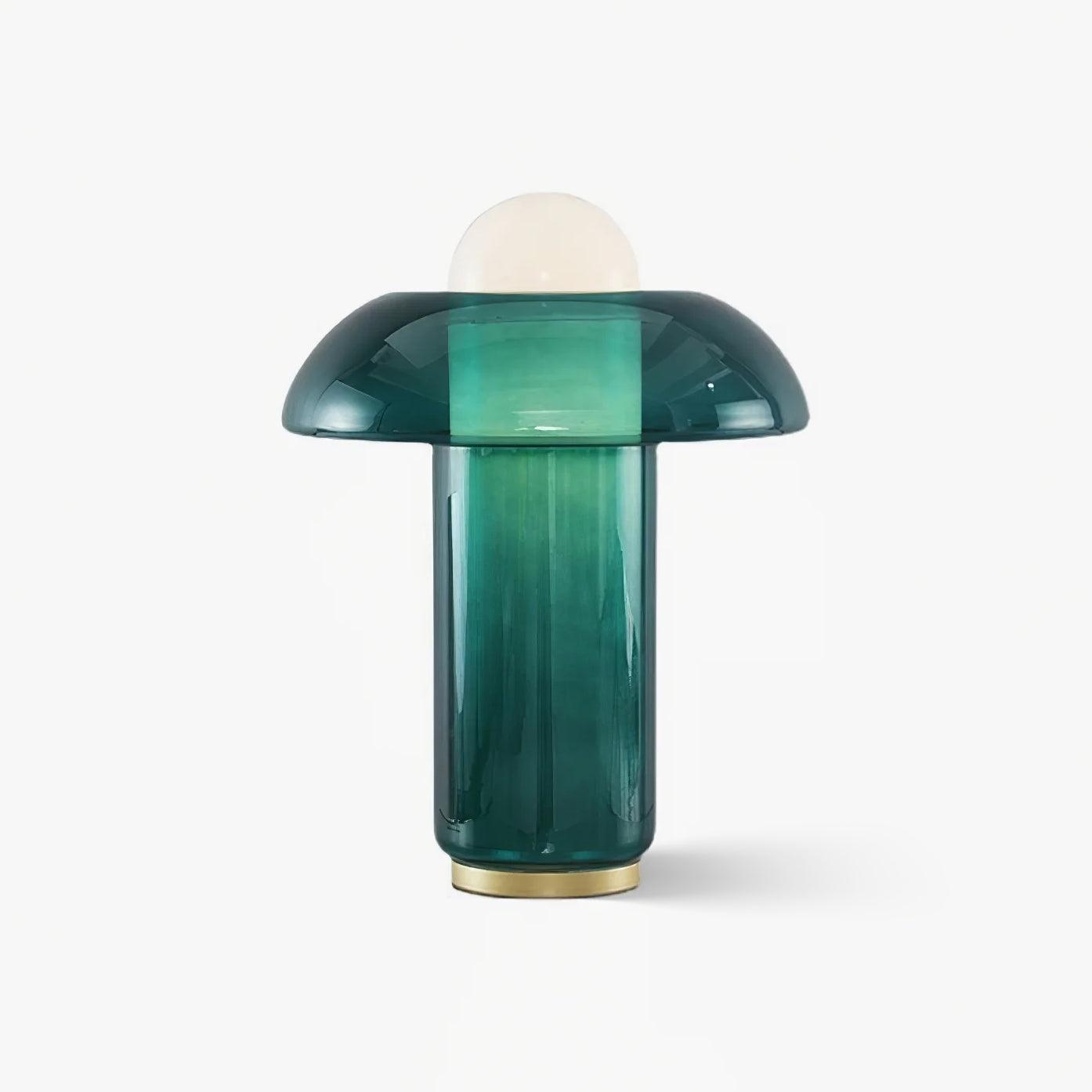Mushroom Table Lamp | Green Glass & Metal | 30cm Diameter