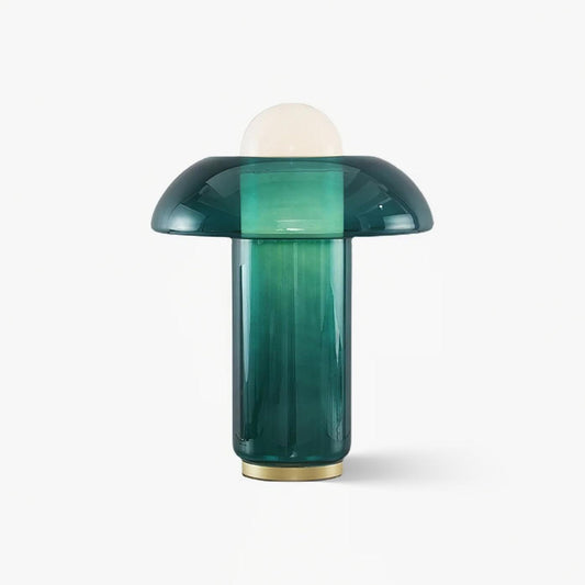 Mushroom Table Lamp | Green Glass & Metal | 30cm Diameter