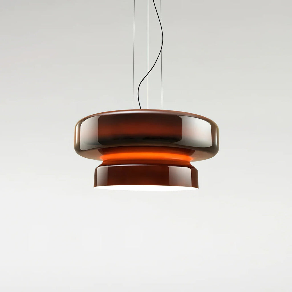 Bohemia Pendant Lamp | Molded Glass Shade | Chrome Finish, Amber Red