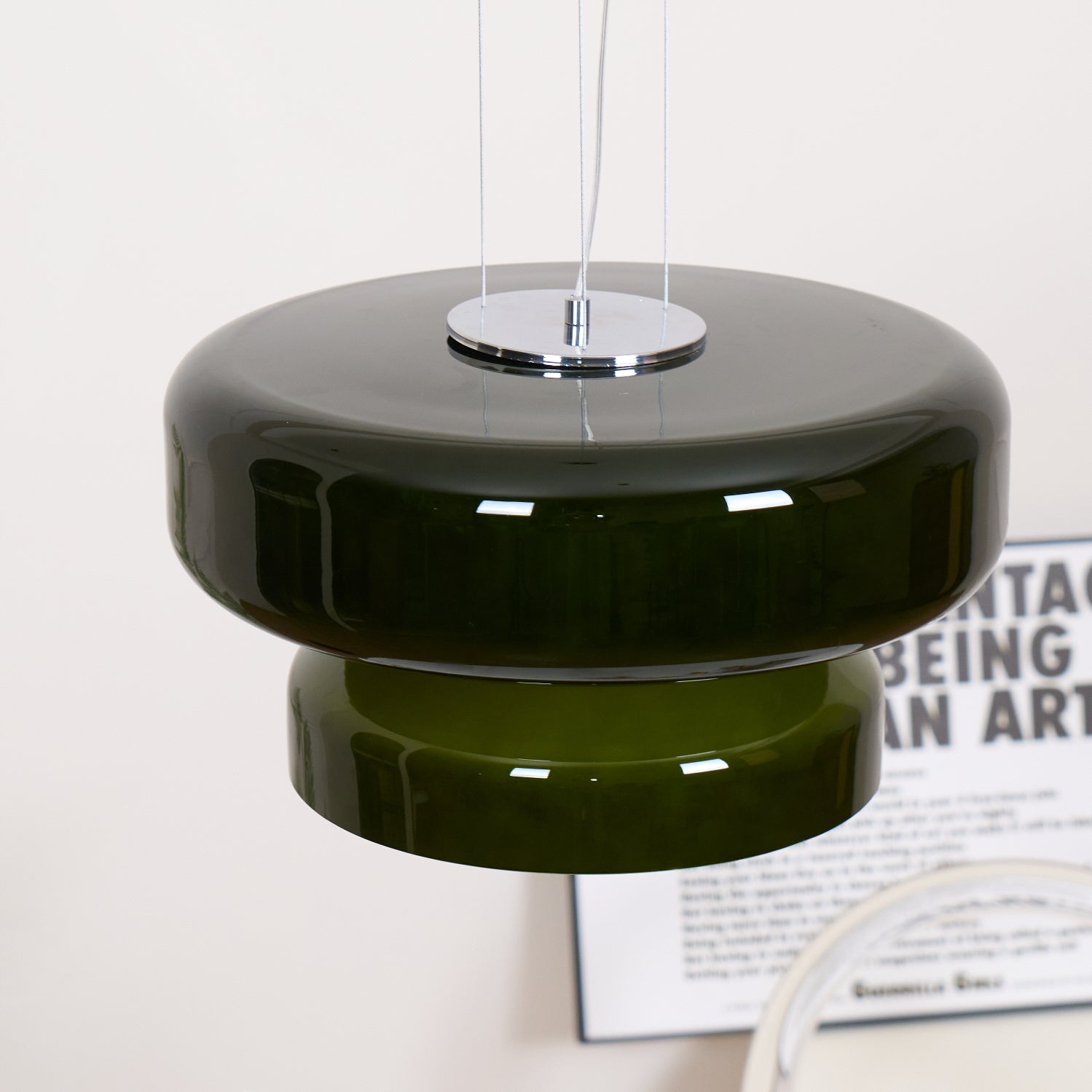 Bohemia Pendant Lamp | Molded Glass Shade | Chrome Finish, Amber Red