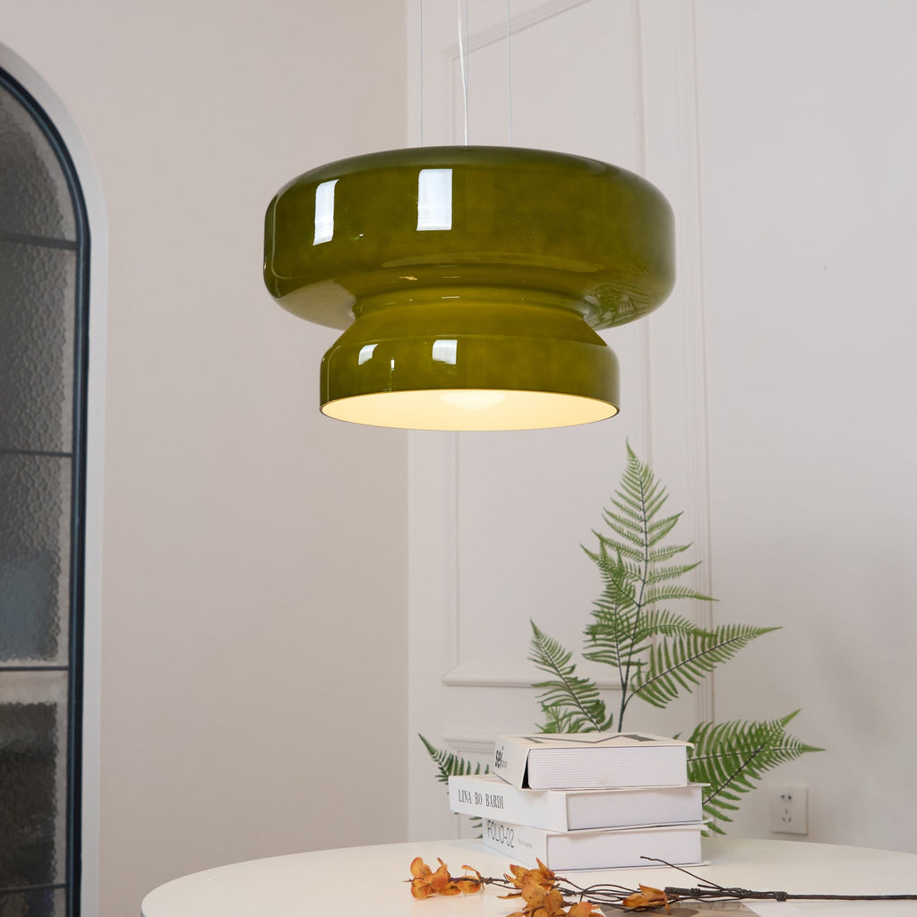 Bohemia Pendant Lamp | Molded Glass Shade | Chrome Finish, Amber Red