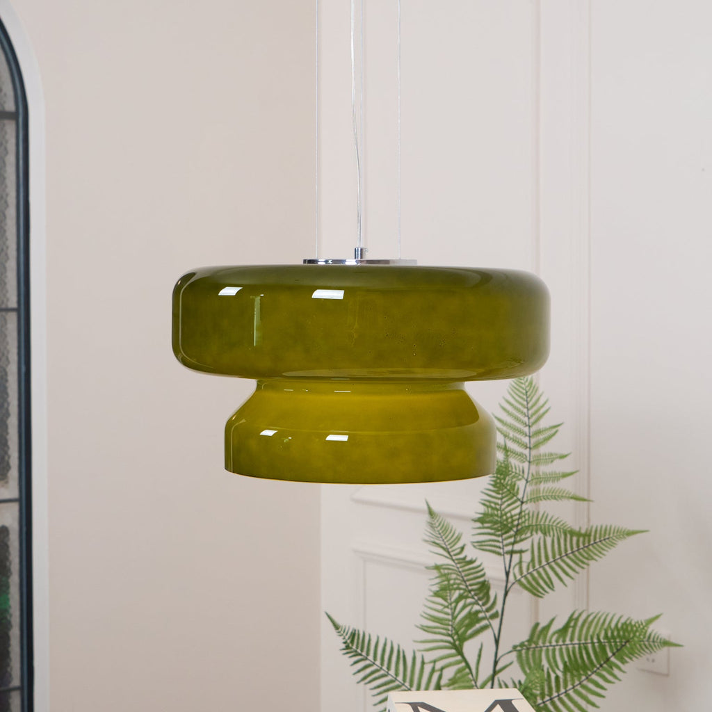 Bohemia Pendant Lamp | Molded Glass Shade | Chrome Finish, Amber Red
