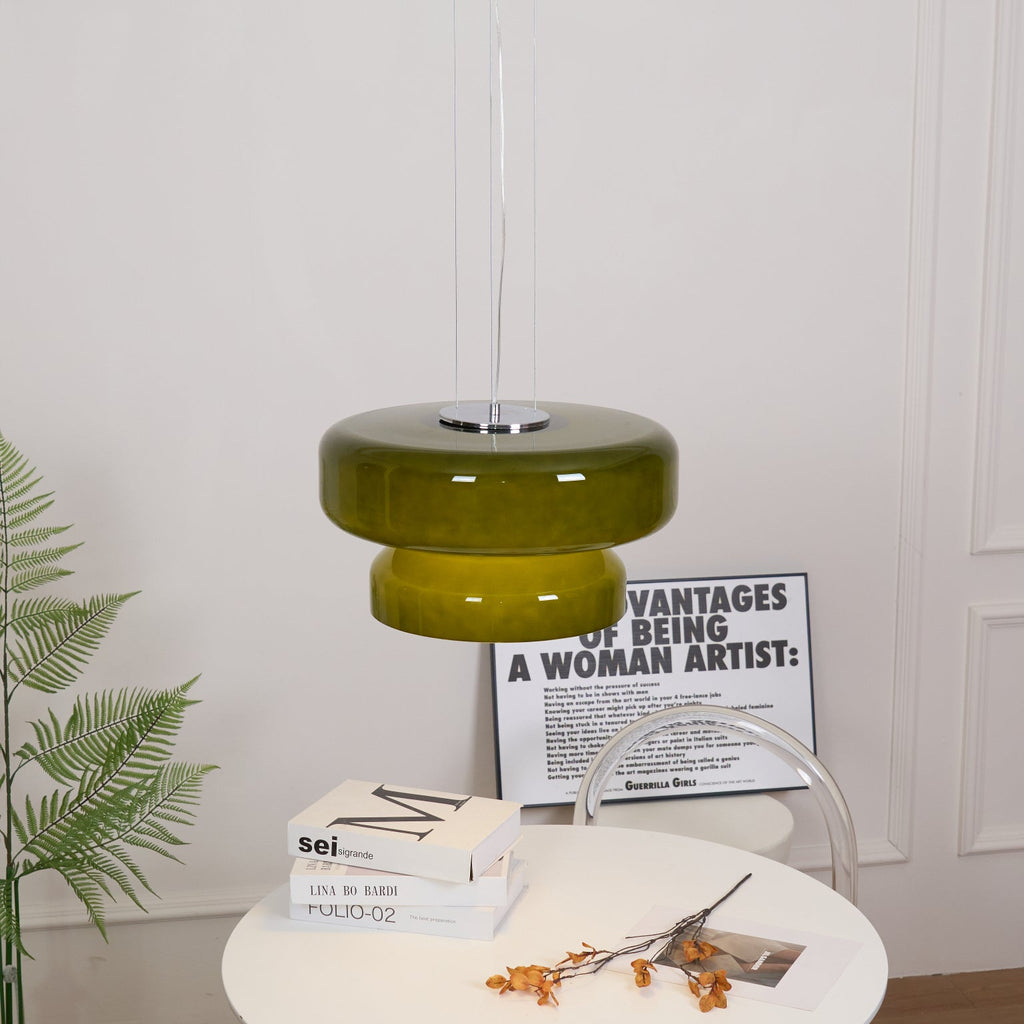 Bohemia Pendant Lamp | Molded Glass Shade | Chrome Finish, Amber Red