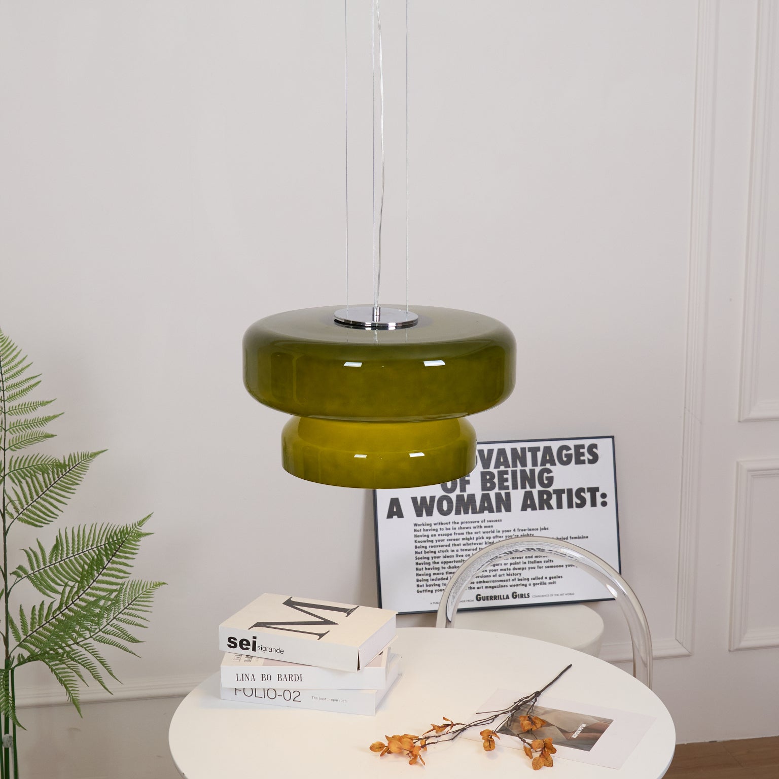 Bohemia Pendant Lamp | Molded Glass Shade | Chrome Finish, Amber Red