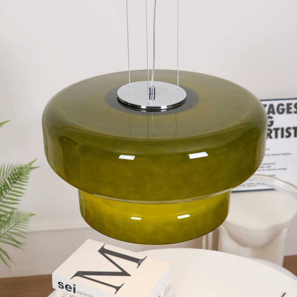 Bohemia Pendant Lamp | Molded Glass Shade | Chrome Finish, Amber Red