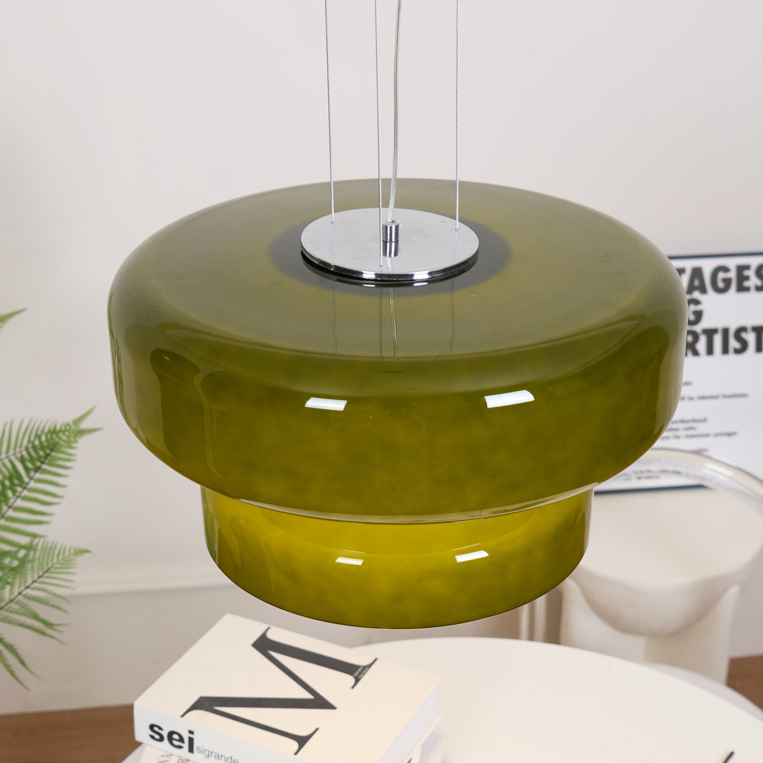 Bohemia Pendant Lamp | Molded Glass Shade | Chrome Finish, Amber Red