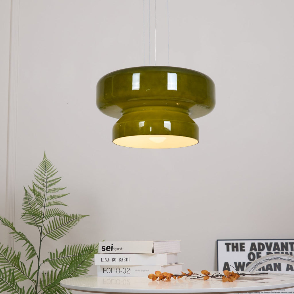 Bohemia Pendant Lamp | Molded Glass Shade | Chrome Finish, Amber Red