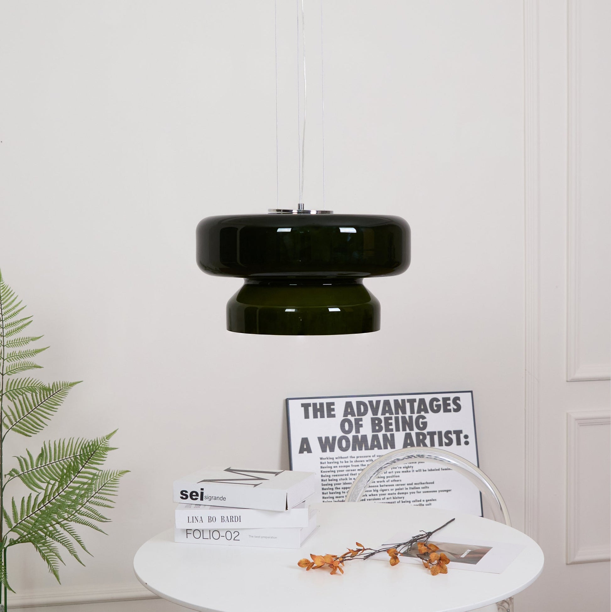 Bohemia Pendant Lamp | Molded Glass Shade | Chrome Finish, Amber Red