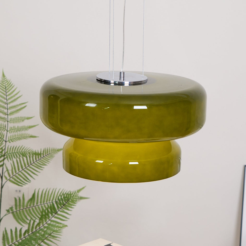 Bohemia Pendant Lamp | Molded Glass Shade | Chrome Finish, Amber Red