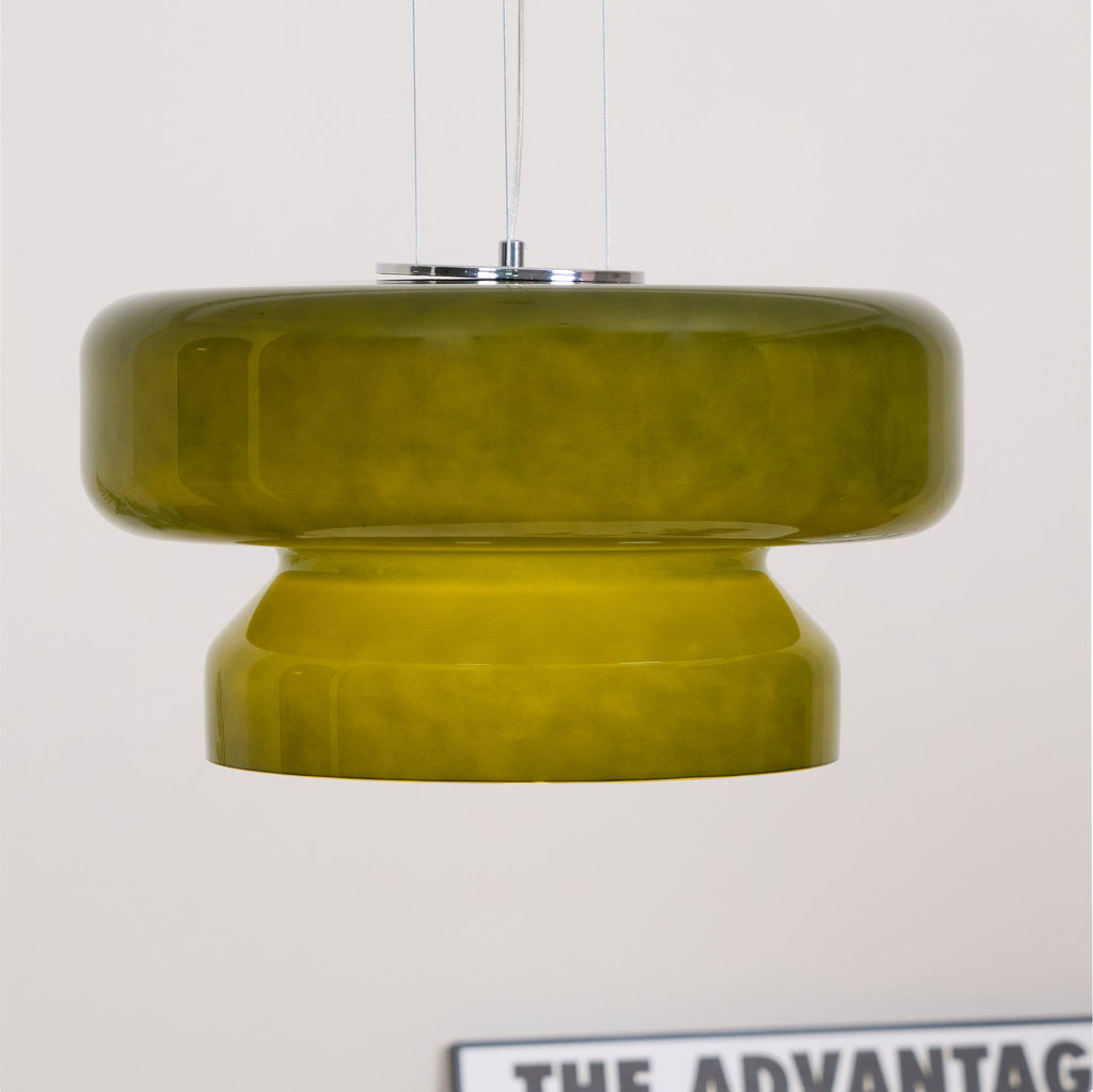Bohemia Pendant Lamp | Molded Glass Shade | Chrome Finish, Amber Red