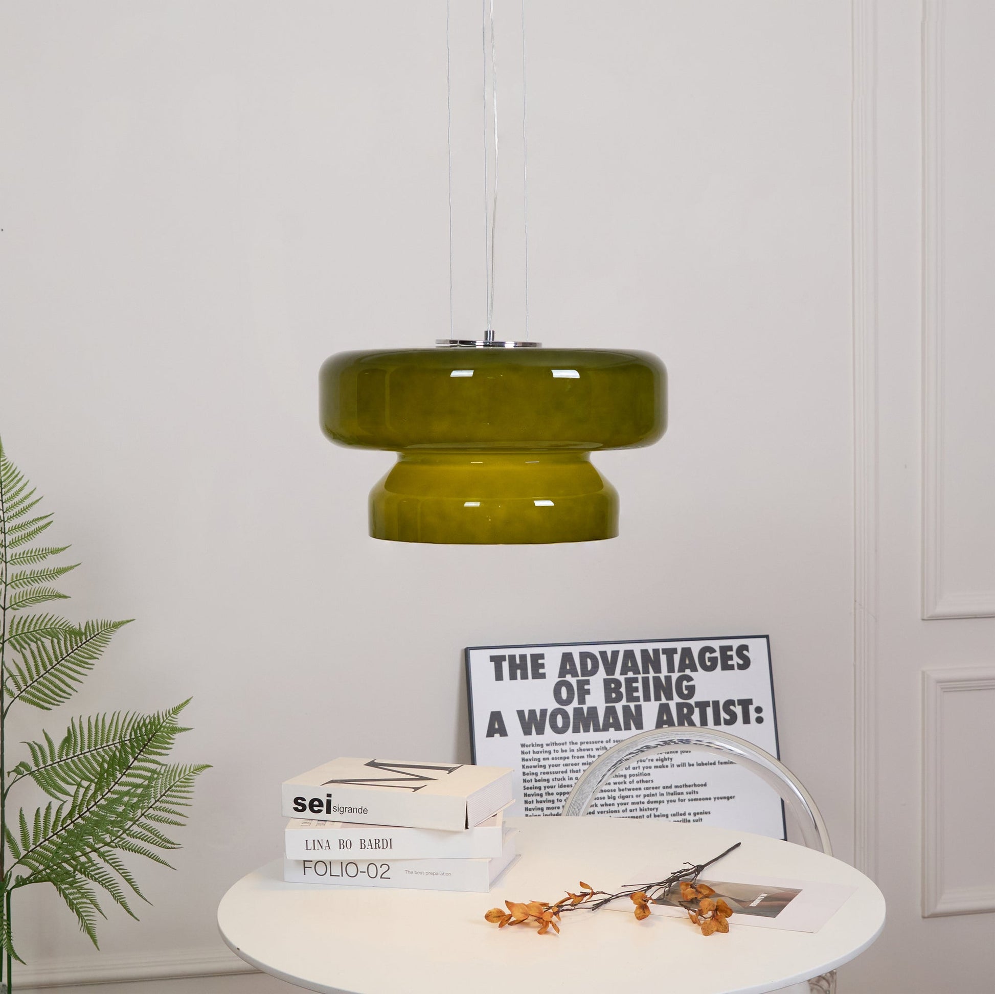 Bohemia Pendant Lamp | Molded Glass Shade | Chrome Finish, Amber Red