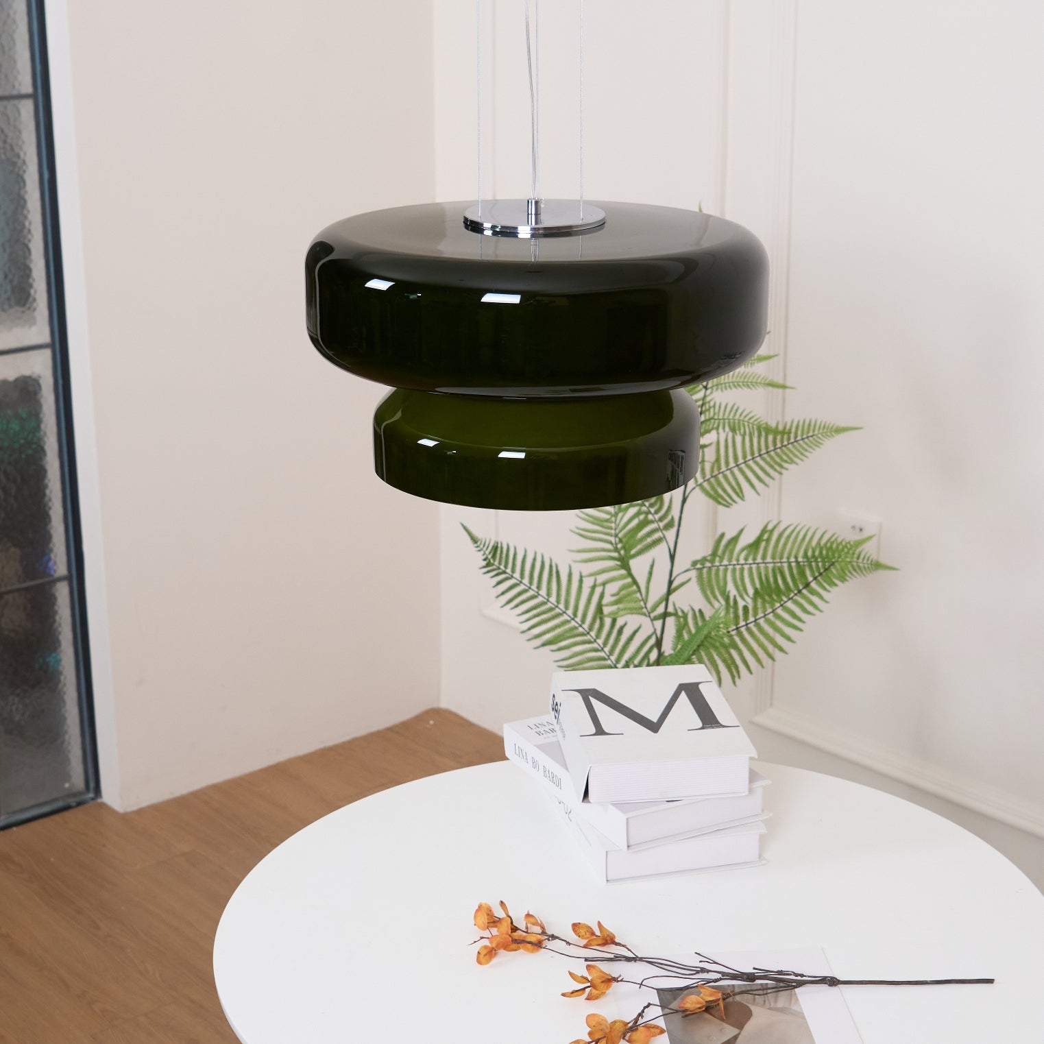Bohemia Pendant Lamp | Molded Glass Shade | Chrome Finish, Amber Red