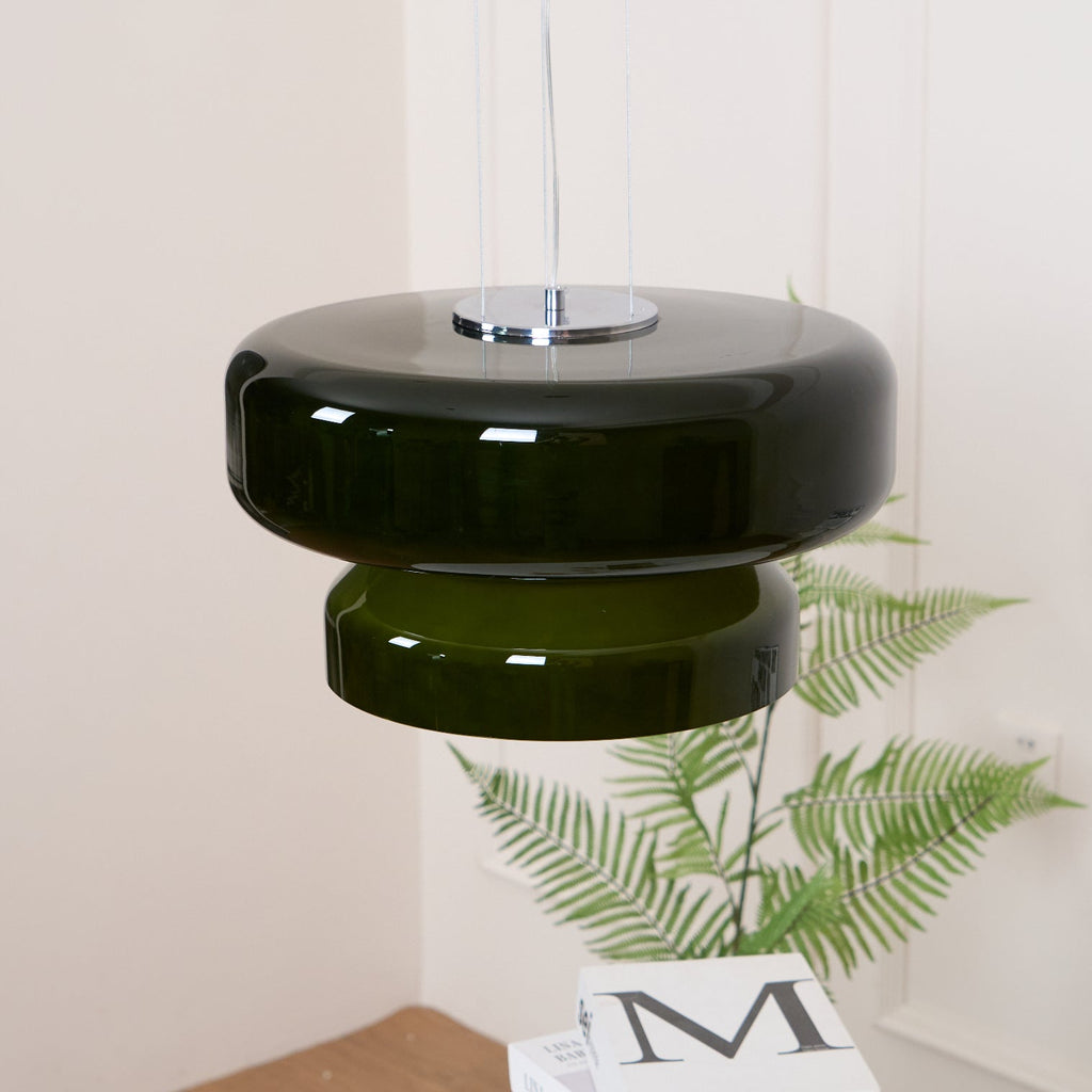 Bohemia Pendant Lamp | Molded Glass Shade | Chrome Finish, Amber Red