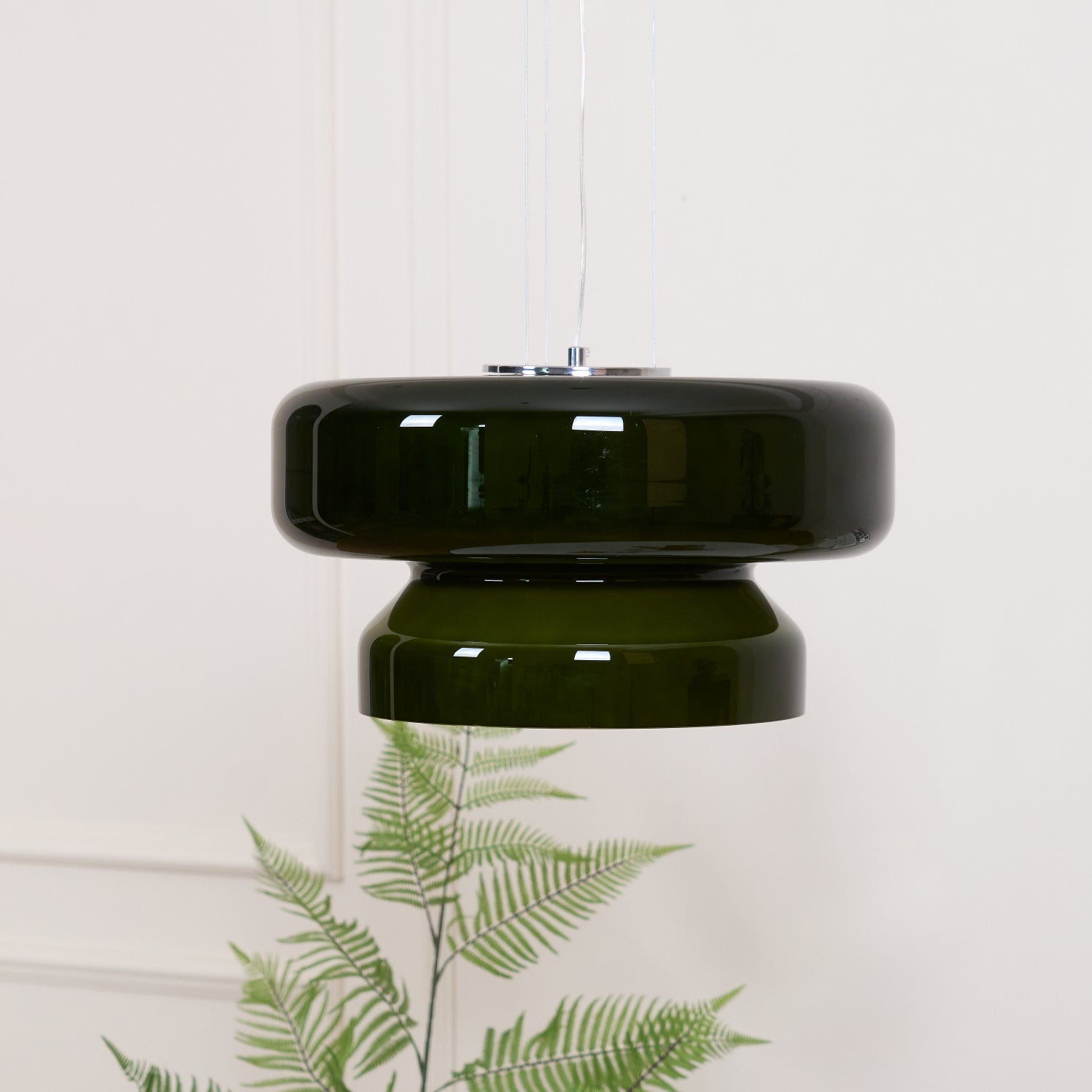 Bohemia Pendant Lamp | Molded Glass Shade | Chrome Finish, Amber Red
