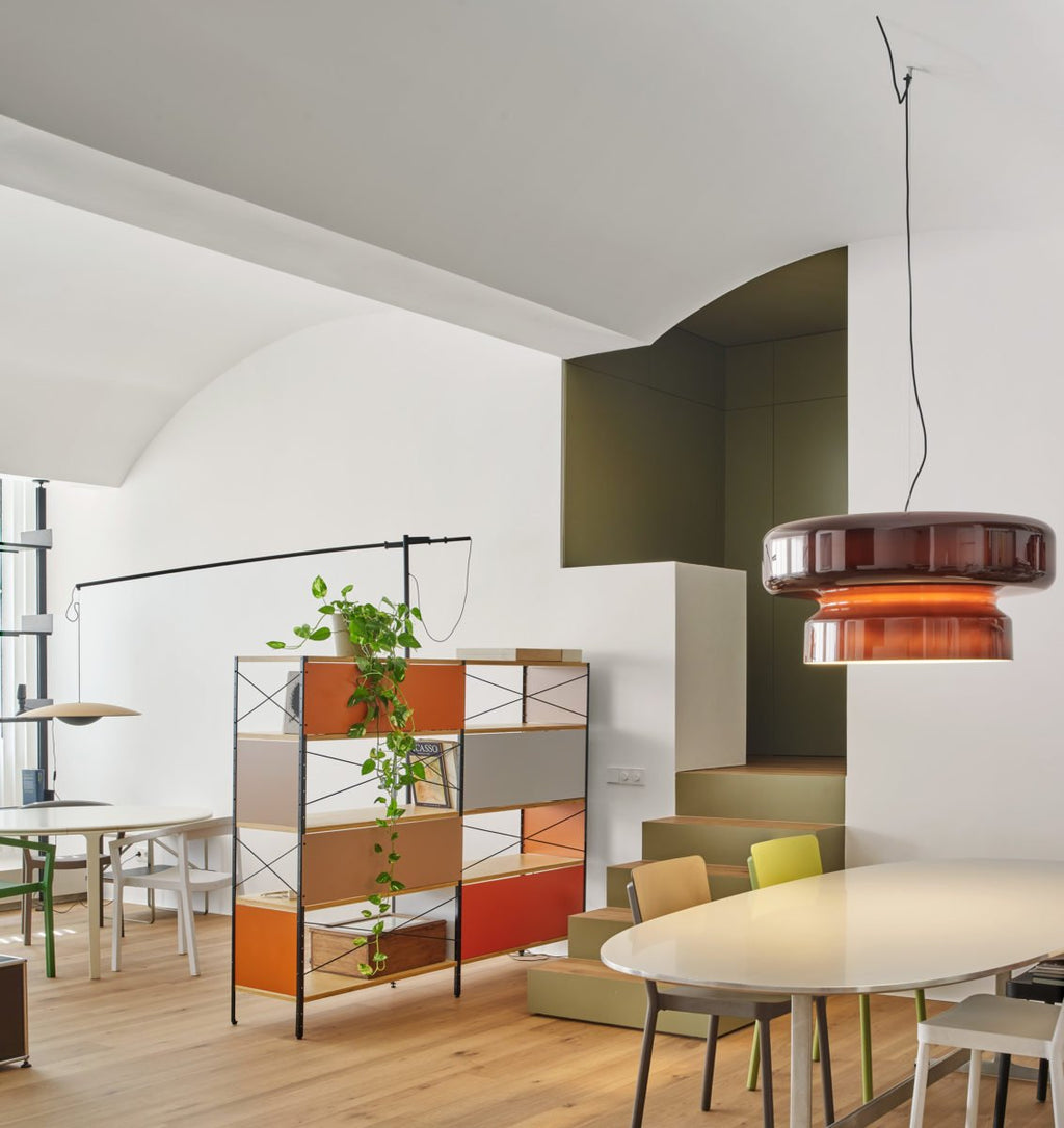 Bohemia Pendant Lamp | Molded Glass Shade | Chrome Finish, Amber Red