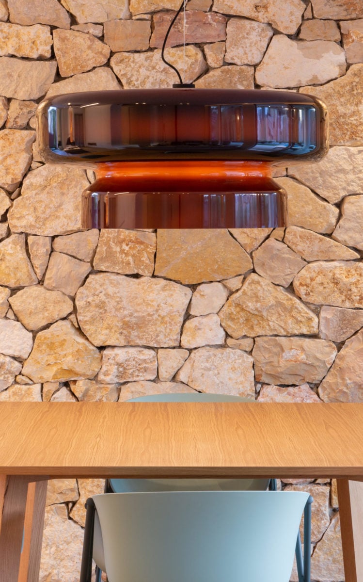Bohemia Pendant Lamp | Molded Glass Shade | Chrome Finish, Amber Red