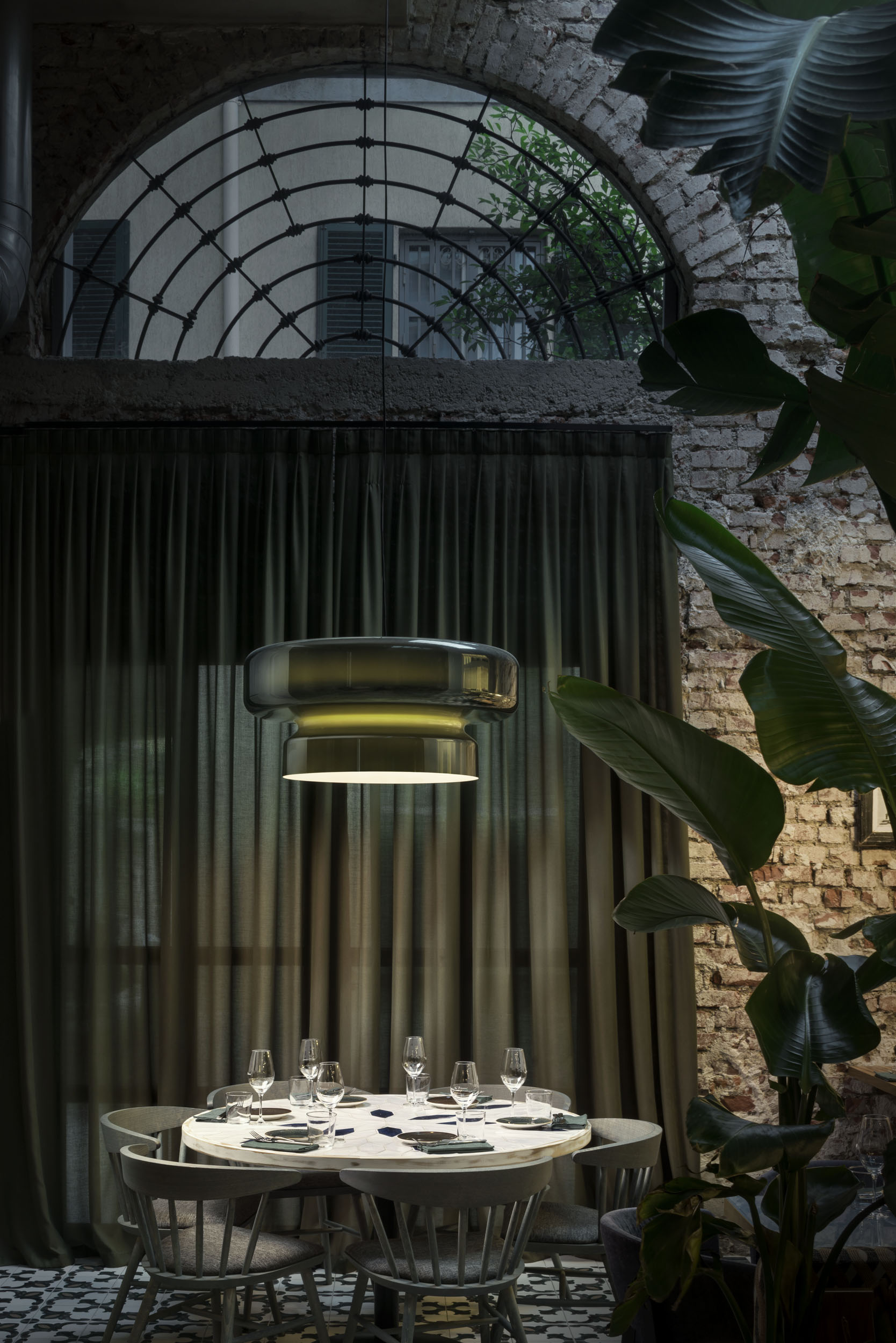 Bohemia Pendant Lamp | Molded Glass Shade | Chrome Finish, Amber Red