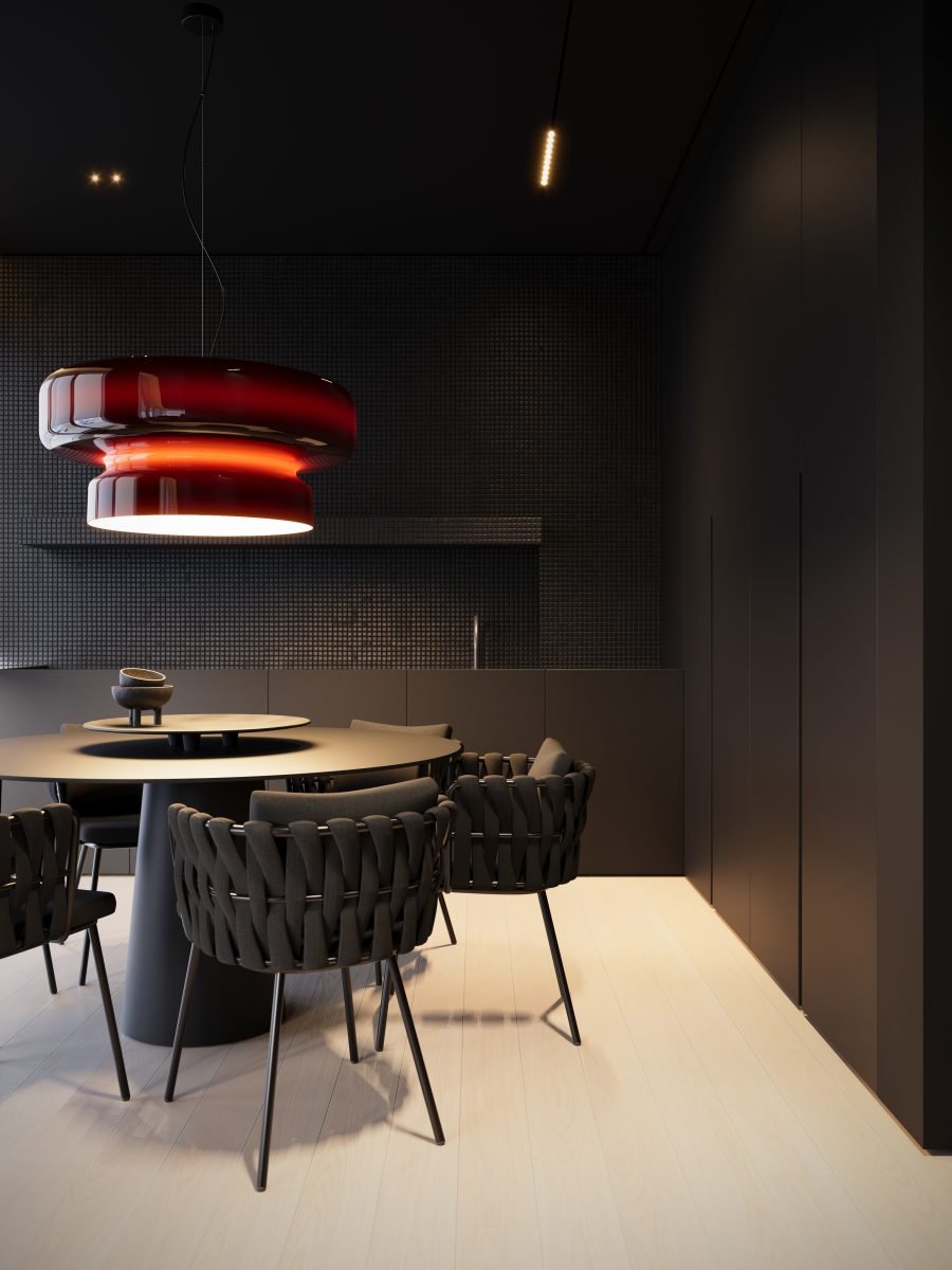 Bohemia Pendant Lamp | Molded Glass Shade | Chrome Finish, Amber Red